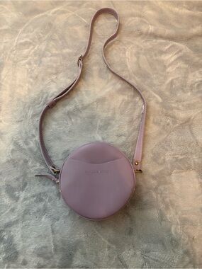Portland Leather Lilac Almost Perfect Circle Round Crossbody Bag